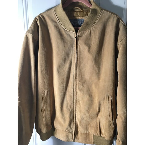 New York Classics tan genuine leather zip front jacket with pockets size XL - Picture 2 of 7